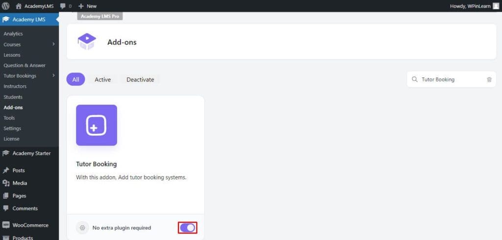 Enable Tutor Booking Addon Enable Tutor Booking Addon