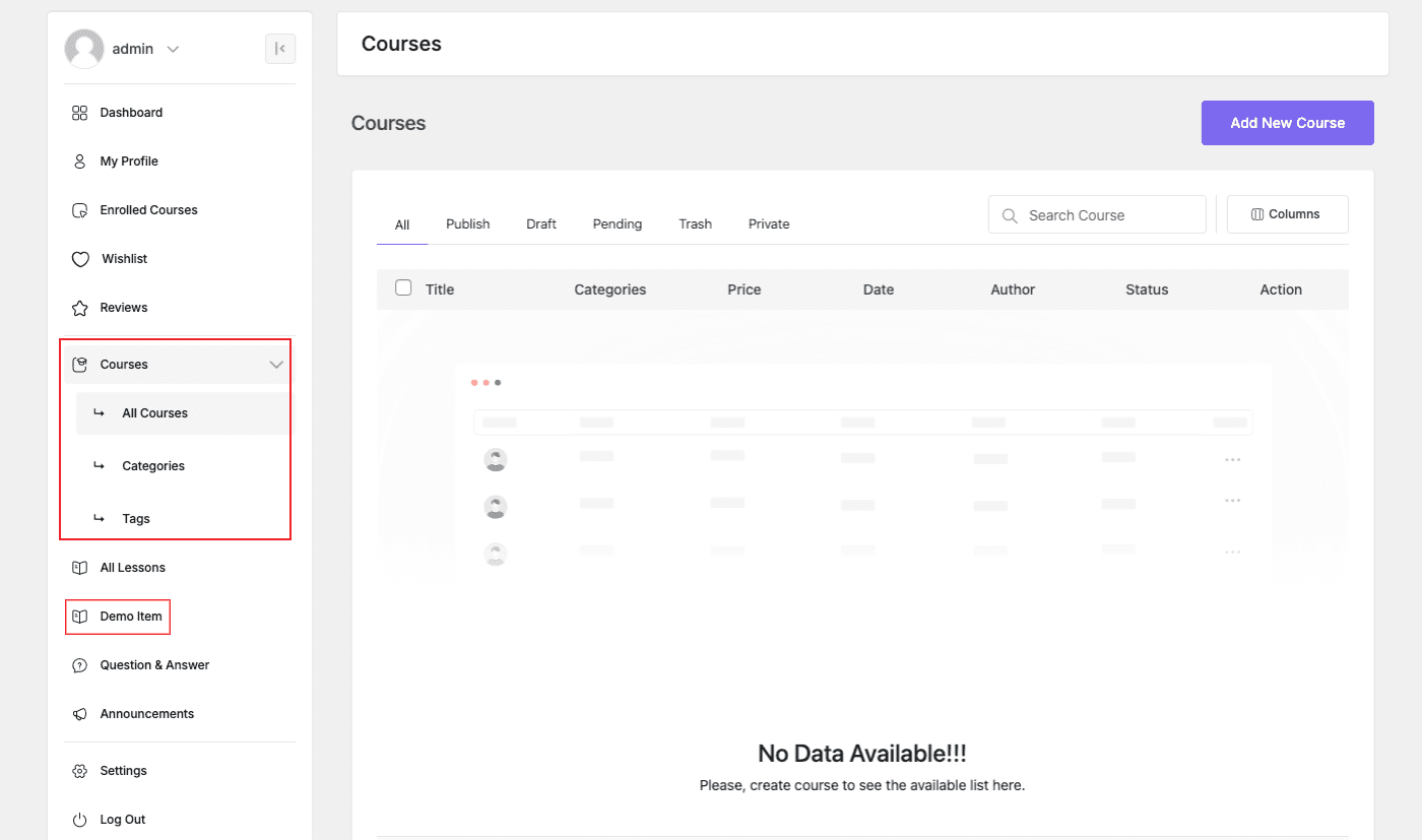 Frontend Dashboard view