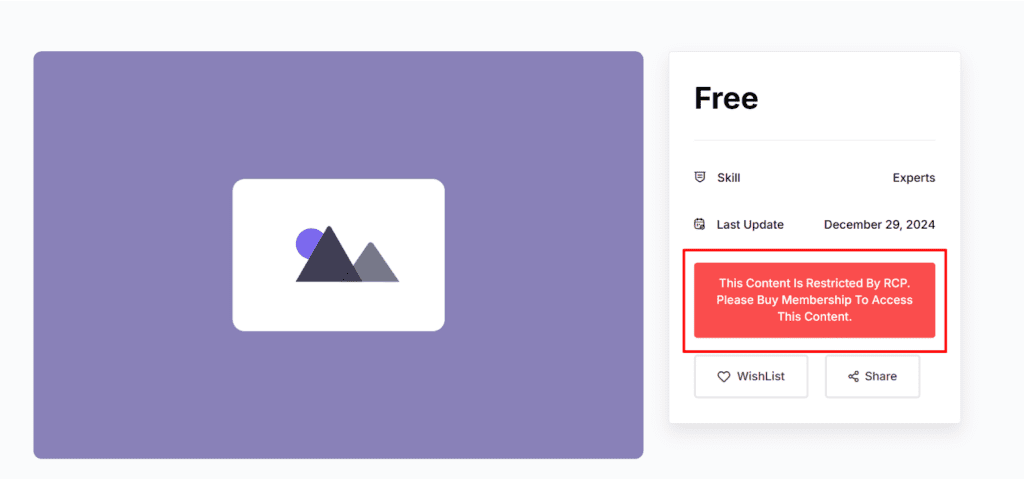 Restrict content pro membership course preview in academy lms