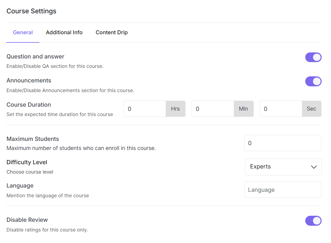 Configure Course Settings

