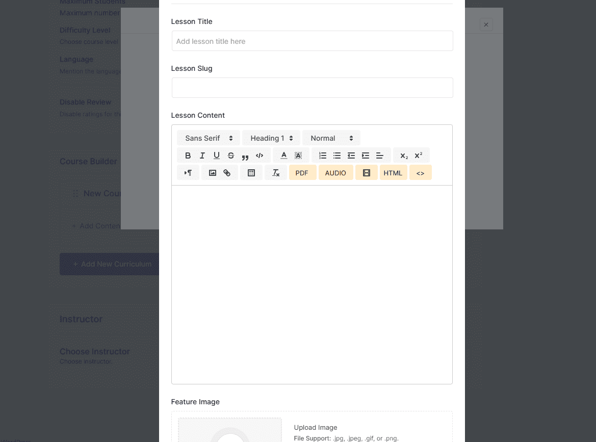 Adding Lessons Under Topics