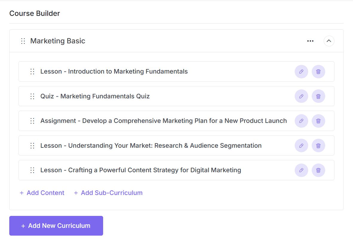 Organize the Curriculum