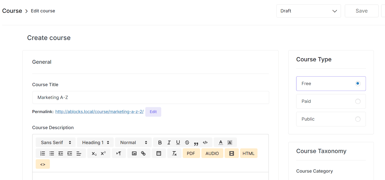 Enter a Course Title