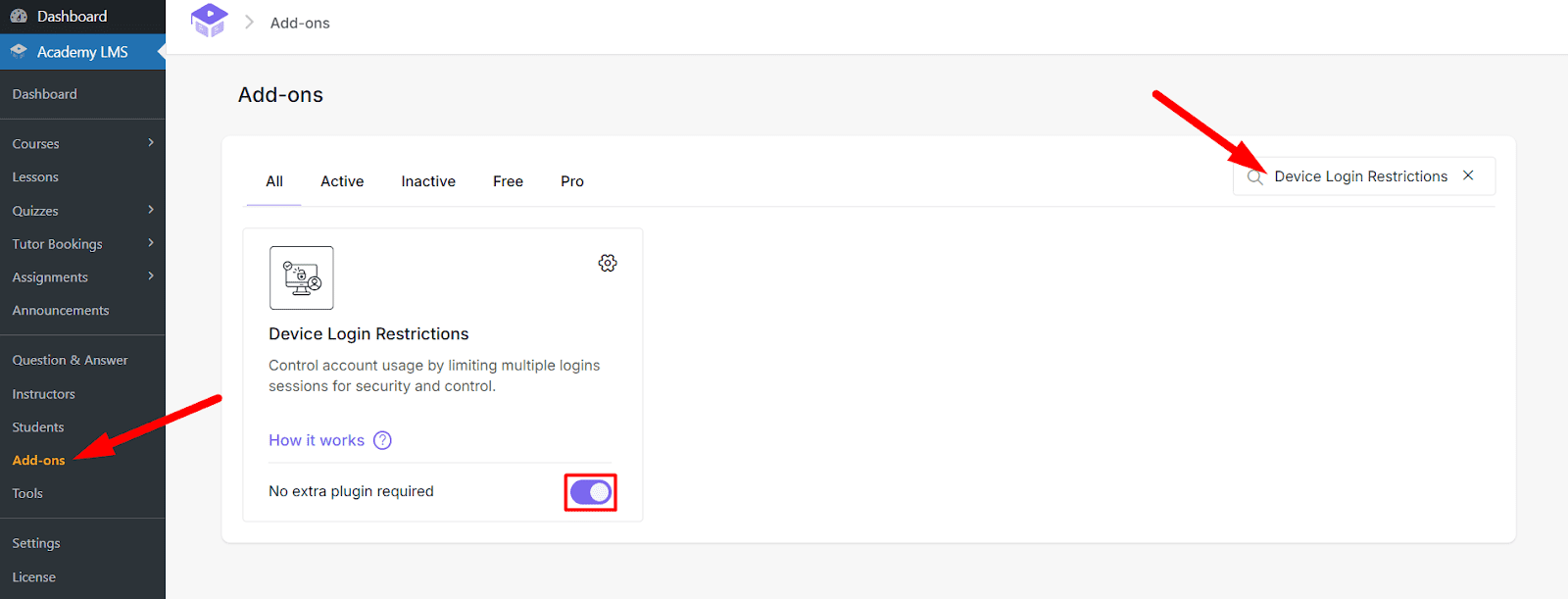 Enabling the Device Login Restrictions Add-on
