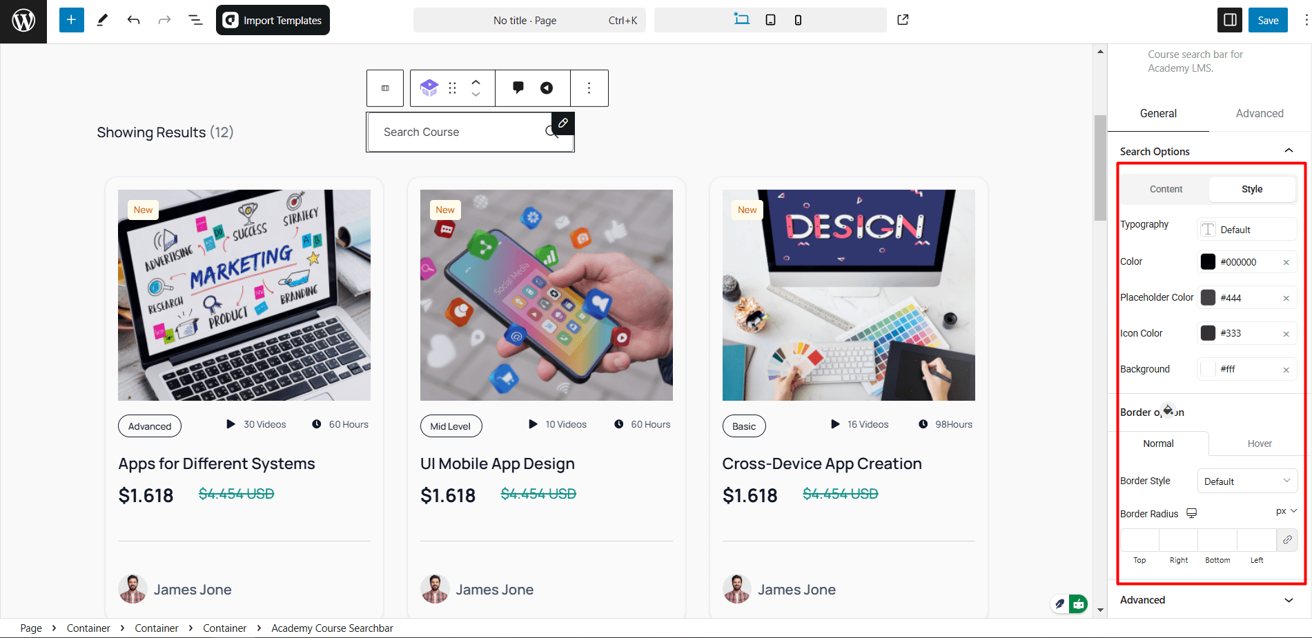 Style Section Customization