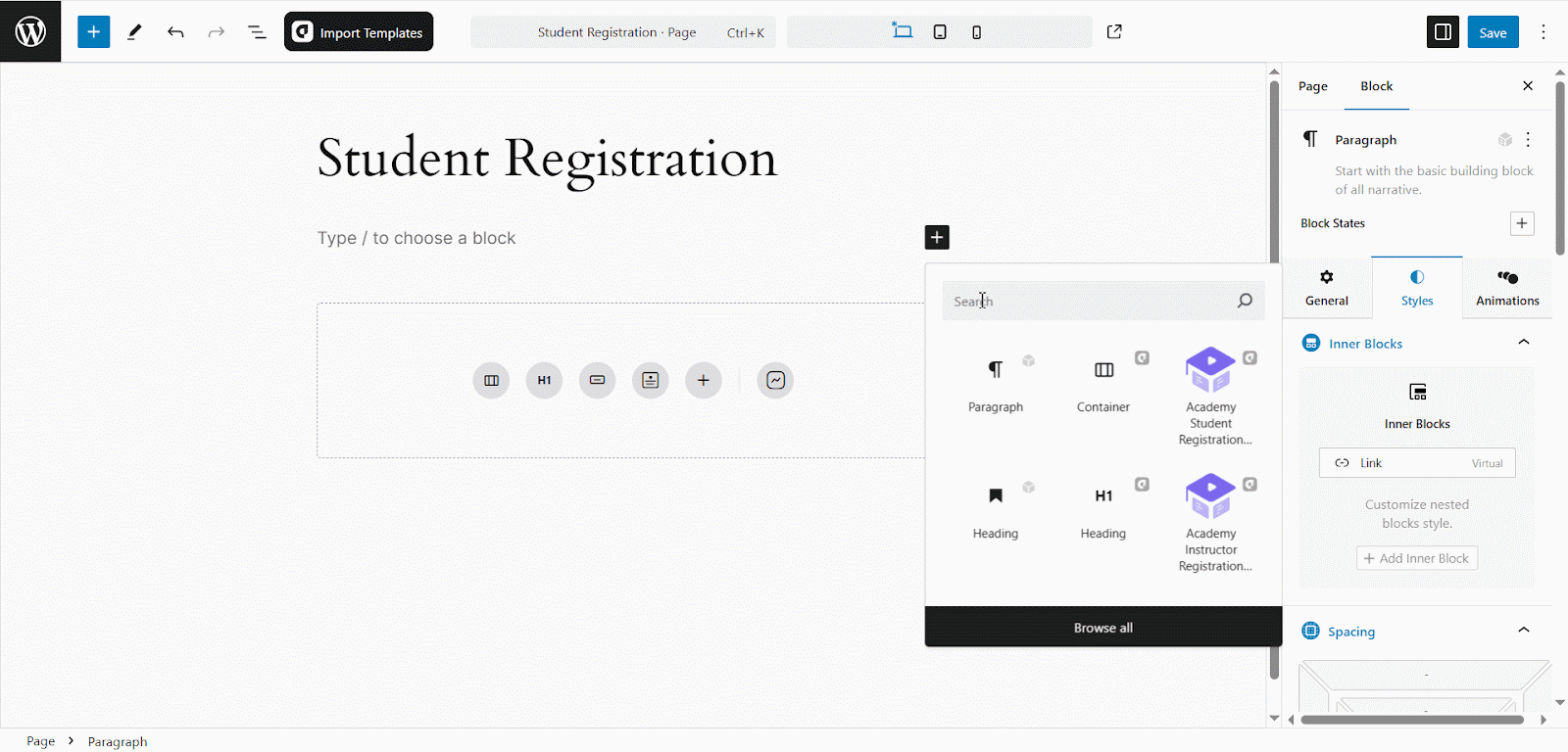 How to Use the Student Registration Block