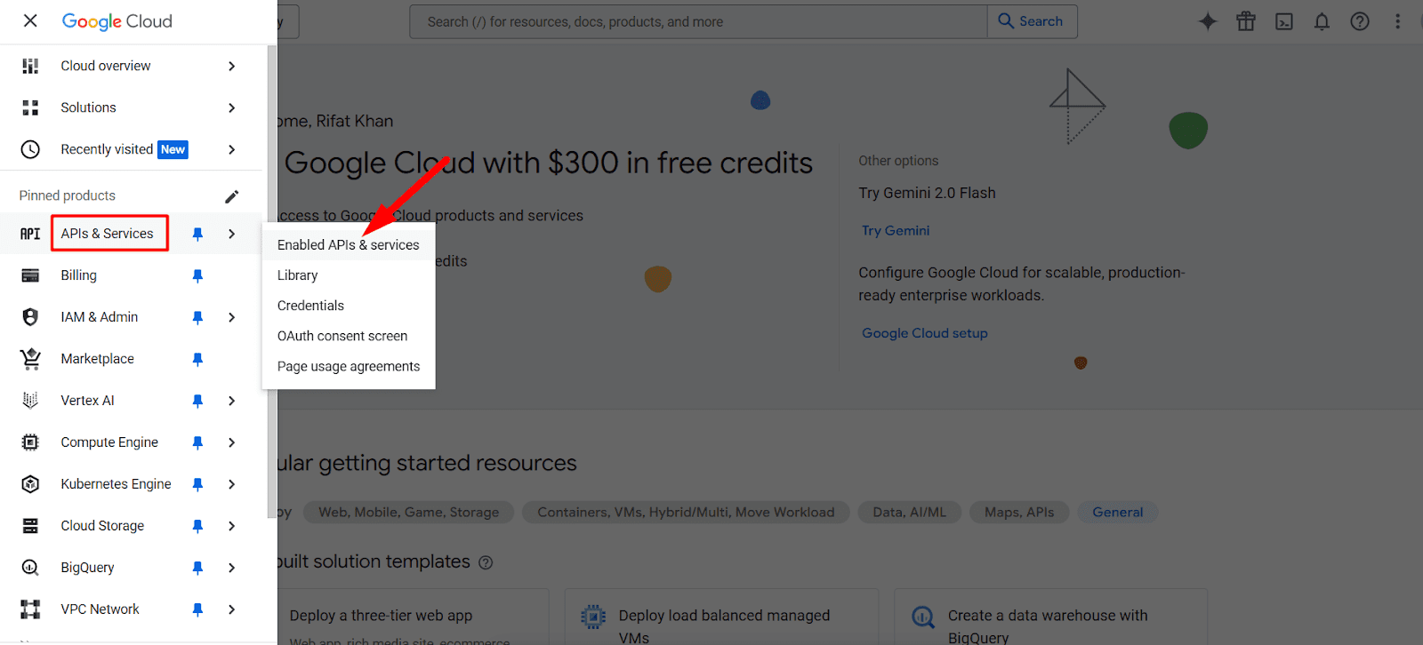 Enabling APIs and Services
