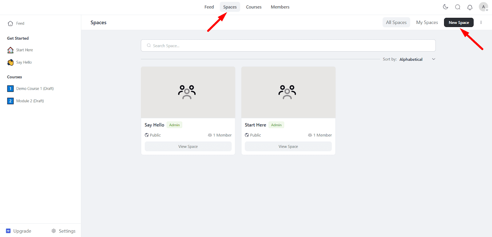Creating Spaces in FluentCommunity