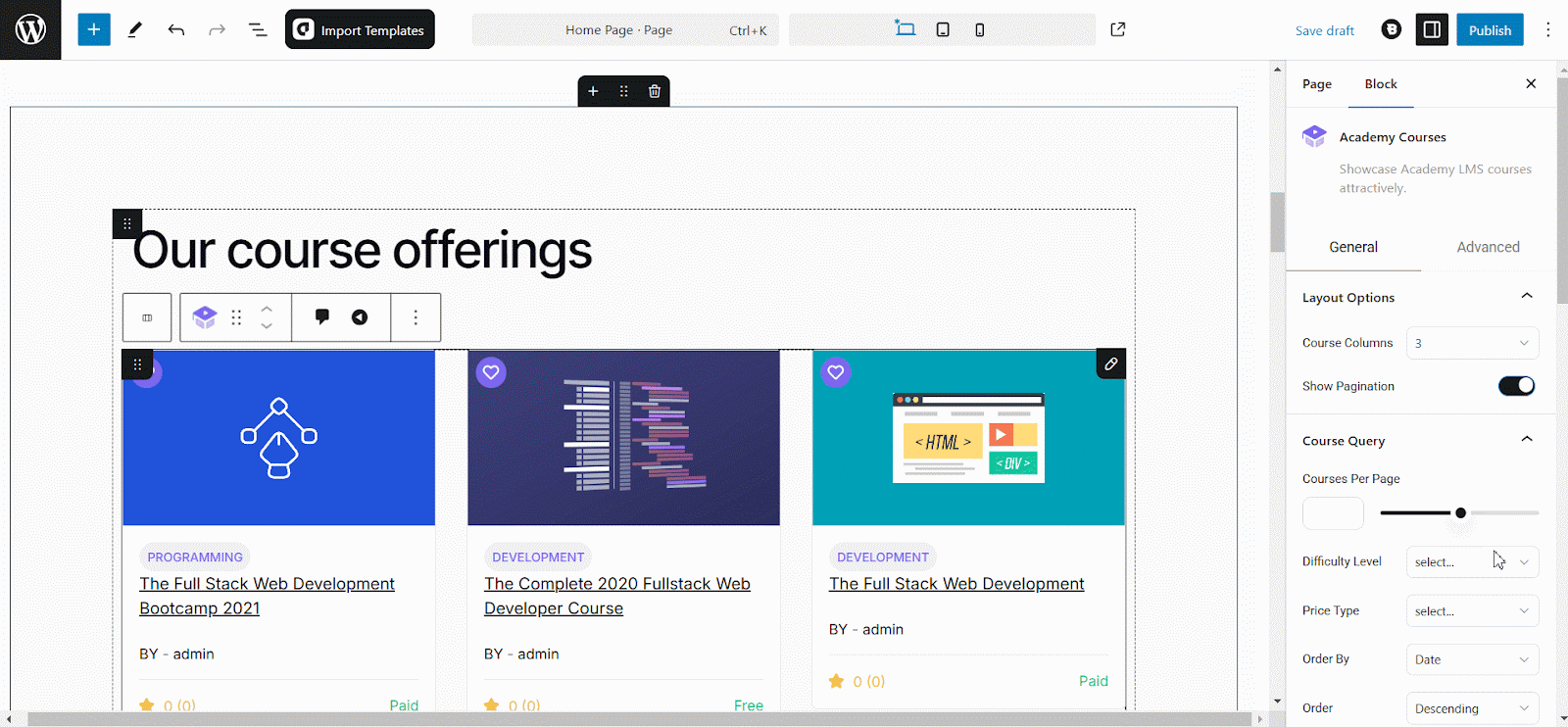 Customizing the Course Grid Block