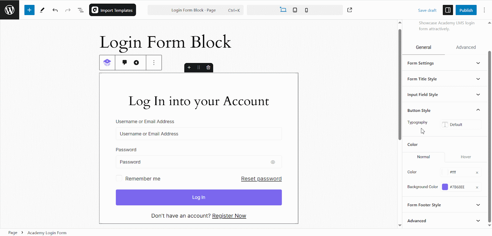 Customize the Button Style Settings