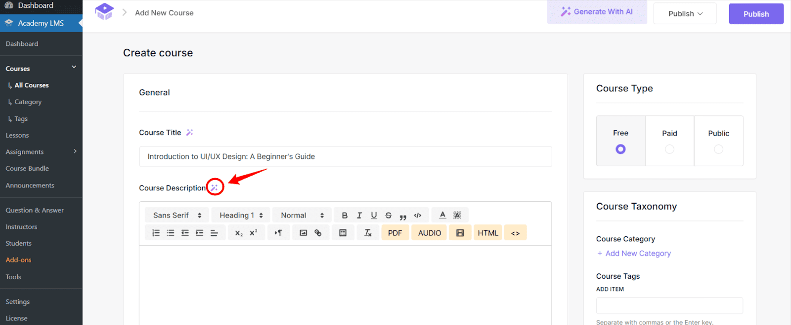 Generate Engaging Course Description Using AI Studio