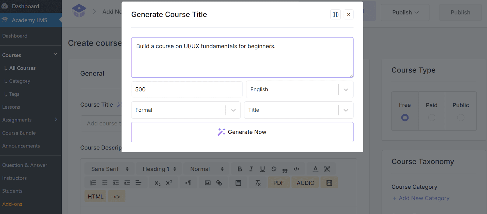generate title with ai studio