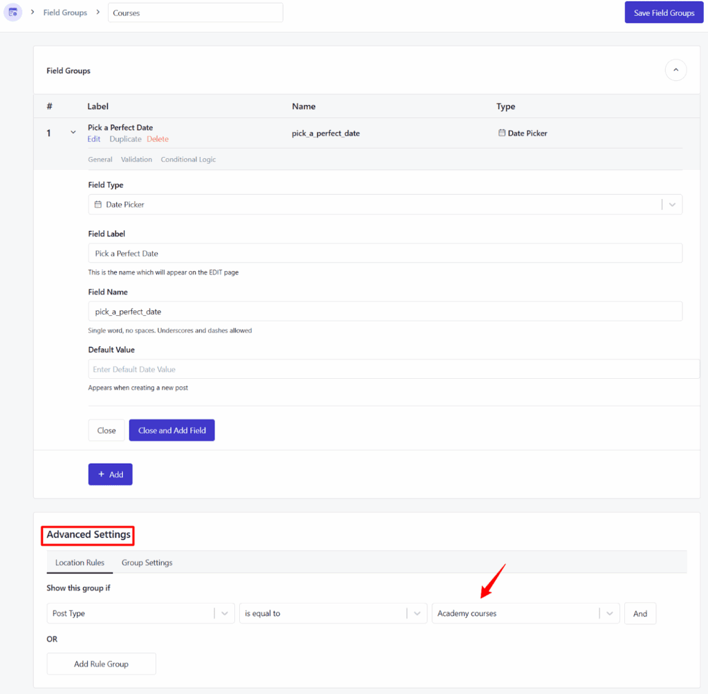 Adding Custom Fields to Courses
