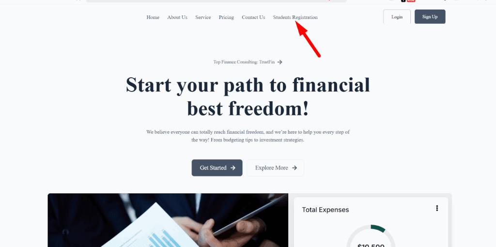 Navigate to the Student Registration Page