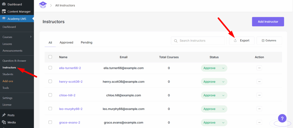 Exporting Instructors