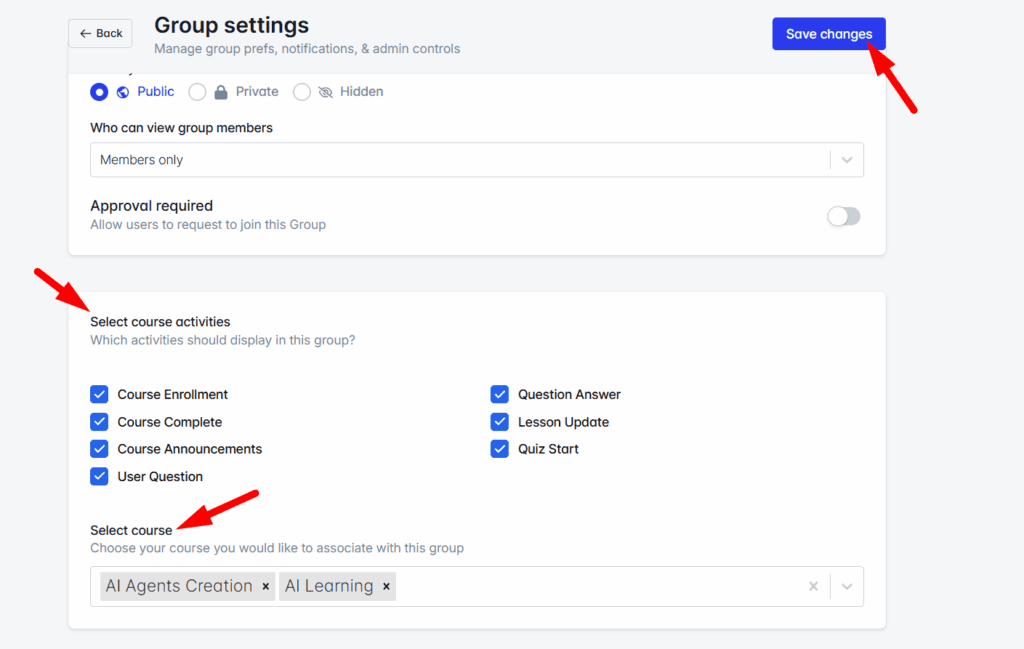 Customize Group settings 