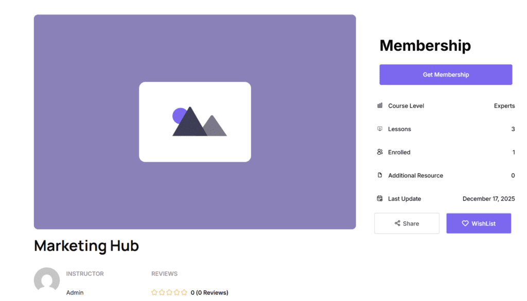 preview of the created membership with MemberPress