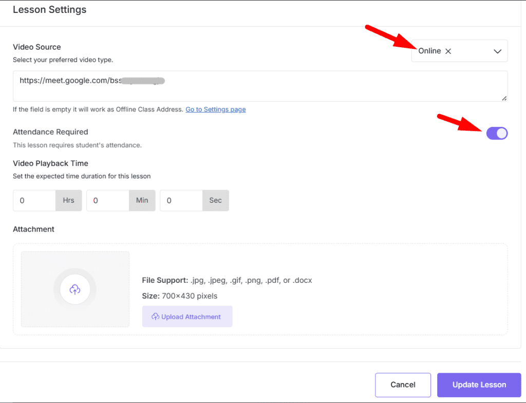 Online Course Attendance Setup (Virtual Classes)