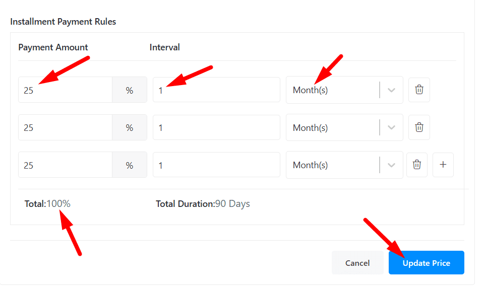 Define Interval Payment Rules