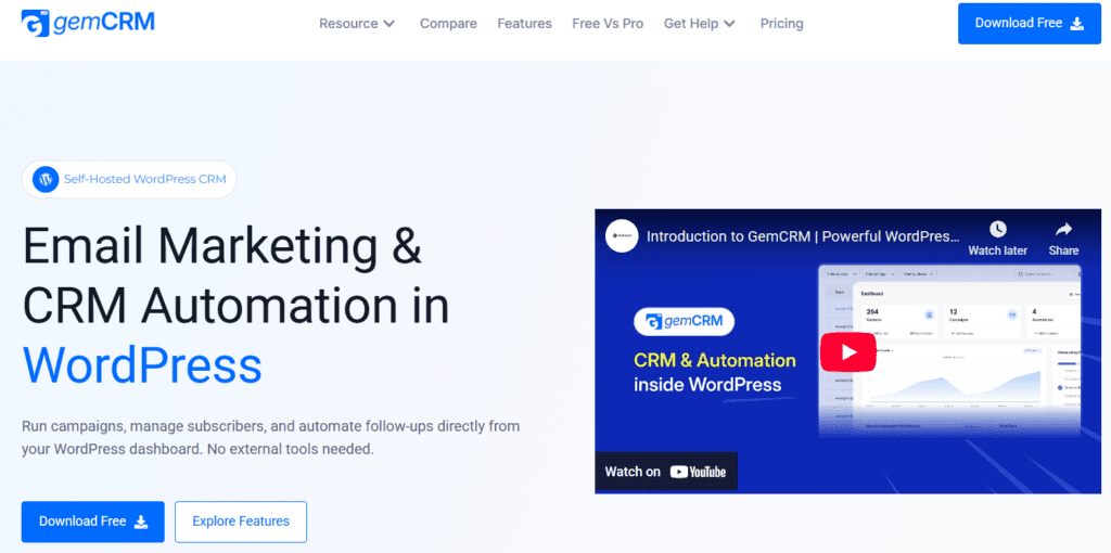 Meet GemCRM – The All-in-One FluentCRM Alternative