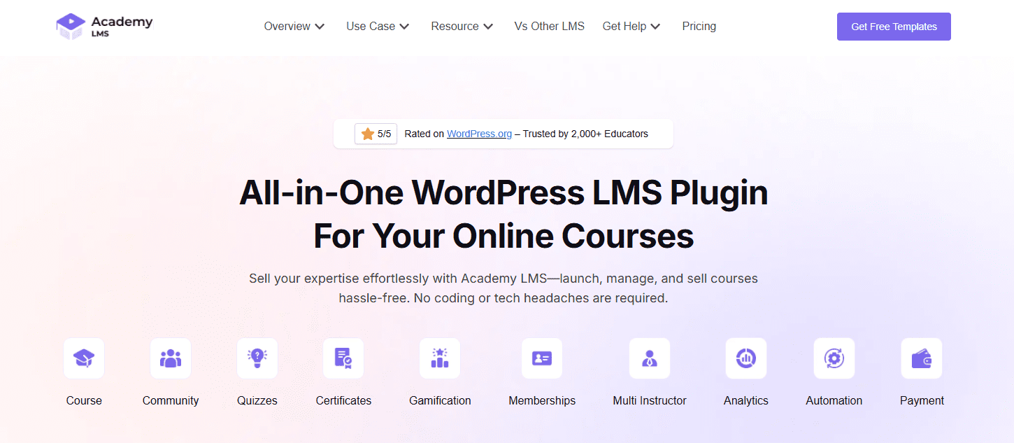 Academy LMS Plugin