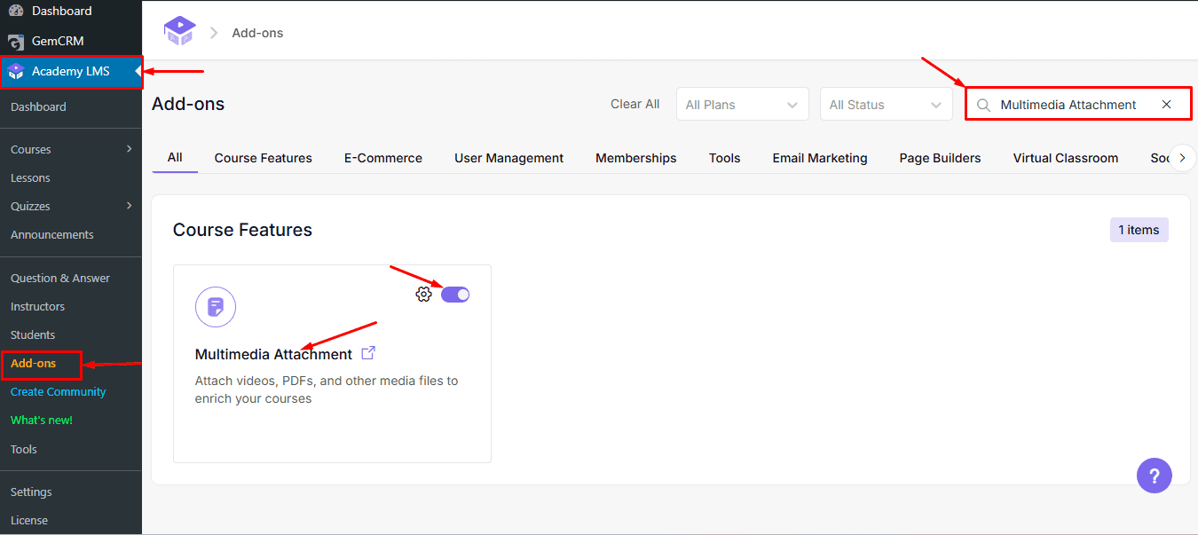 Enable Multimedia Attachment Addon Enable Multimedia Attachment Addon