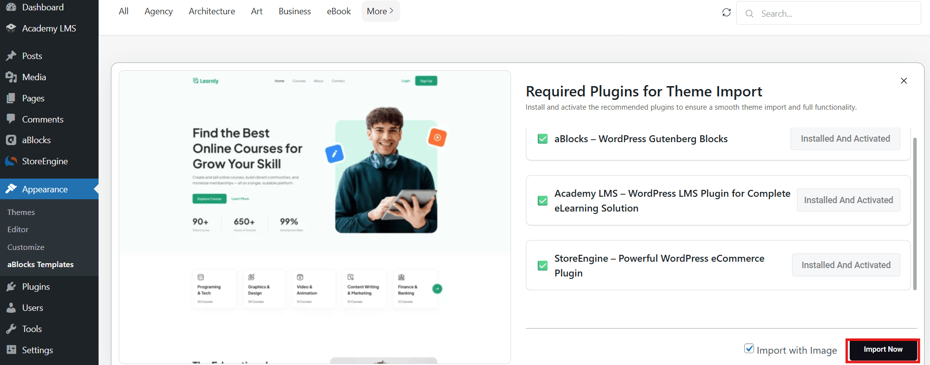 Education Theme Import