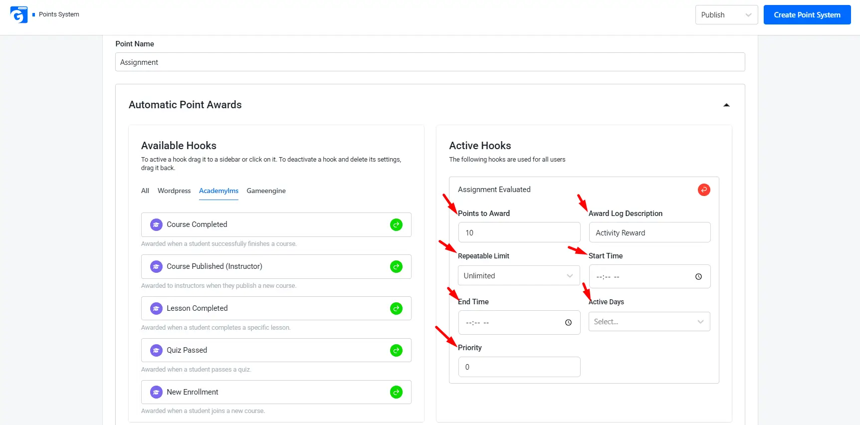 Assign Points to Courses Assign Points to Courses